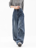 Wenkouban-2000er Blaue Baggy Boyfriend Jeans- Streetwear y2k outfits Fall Outfits Christmas Thanksgiving Gift New Year's Eve