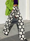 Wenkouban-Christmas Thanksgiving Original Contrast Color Polka-Dot Printed Wide Leg Pants