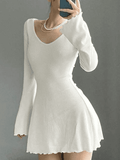 Wenkouban-nye outfits Simple Knitted Long Sleeve Mini Dress 2025 fashion trends y2k style party club outfits