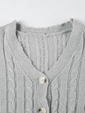 Wenkouban-Spring Casual Outfits Y2K Outfits Button V-Neck Oversized Knit Cardigan