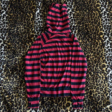 Wenkouban-y2k outfits retro design Y2K Grunge Cyber Scene Striped Zip Up Hoodies E-girl Gothic Emo Mall Goth Sweatshirts 2000s Retro Harajuku Jackets Coat Outfits