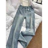 Wenkouban-y2k outfits Valentine's Day gift Women Oversized Straight Loose Jeans 2025 New Spring Autumn High Waist Blue Denim Pants Wide Leg Pants Female Full Trousers