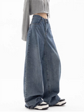 Wenkouban-2000er Blaue Baggy Boyfriend Jeans- Streetwear y2k outfits Fall Outfits Christmas Thanksgiving Gift New Year's Eve