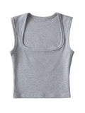 Wenkouban-Deep Square Collar Vests 2025 Summer New Fashion Sexy Women's Crop Tops Sling Vest Camis