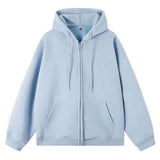 Wenkouban-back to school outfits spring outfits 2025 Basic Things Zip-Up Hoodie