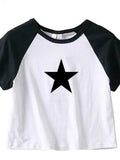 Wenkouban-Female Y2K Clothes Star Tops Women Tshirt Harajuku Retro Fashion Gothic Short Sleeve Crop Sexy Tops Aesthetics Tops Short Navel