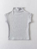 Wenkouban-Fashion Small Turtleneck Tops 2025 Summer Woman Slim Fit T-shirt Tight Cotton Short-Sleeve Tee Tops 7 Colors