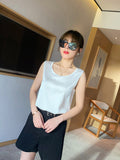 Wenkouban-2025 New Fashion Silk Thin Short Sleeve Tees Slip Woman Summer Clothes Elegant Tops Solid Loose Casual