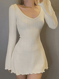 Wenkouban-nye outfits Backless Knitted Long Sleeve Mini Dress 2025 fashion trends y2k style party club outfits