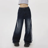 Wenkouban-back to school outfits spring outfits 2025 Blokette Side Stripe Wide-Leg Jeans