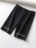 Wenkouban-Summer biker shorts 2025 women elastic waist skinny fitness korean casual sexy Letter print black shorts pantalones black