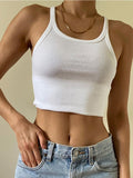 Wenkouban-Casual White Sleeveless Cotton Cami Top Women Fashion Ribbed Crop Top Tees Ladies Basic Fitness Camisole Summer 2025