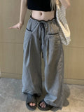 Wenkouban Sweet Black Women Plaid Pants Coquette Japanese Style Cute Wide Leg Trousers Harajuku Kawaii Palazzo Pants Vintage Y2k