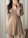 Wenkouban-nye outfits V Neck Long Sleeve Sweater Dress 2025 fashion trends y2k style party club outfits