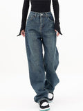 Wenkouban-Blaue Vintage Klassische Boyfriend Jeans- Streetwear y2k outfits Fall Outfits Christmas Thanksgiving Gift New Year's Eve