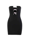 Wenkouban-Christmas Thanksgiving Gift New Year's Eve Dress Cutout Bow Decor Wrap Hip Mini Dress