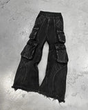 Wenkouban-Y2K High Street Pocket Baggy Jeans Men and Women Retro Streetwear Punk Hip Hop Washed Harajuku High Waist Wide Leg Jeans