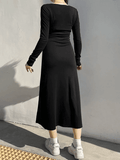 Wenkouban-nye outfits Slit Velvet Long Sleeve Black Maxi Dress 2025 fashion trends y2k style party club outfits