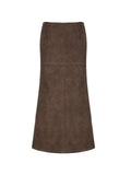 Wenkouban-nye outfits Vintage Brown Back Slit Low Waist Leather Maxi Skirt 2025 fashion trends y2k style party club outfits