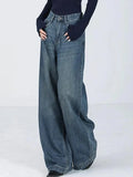 Wenkouban Blue Vintage Versatile High Waist Baggy Boyfriend Jeans