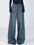 Wenkouban Blue Vintage Versatile High Waist Baggy Boyfriend Jeans