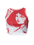 Wenkouban-Sexy Y2k Aesthetic Vintage Harajuku Slim Tank Top For Women 2025 Summer Personality Grunge Print Sleeveless Crop Tops Streetwear