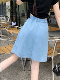 Wenkouban-swaggy outfits back to school outfits Qiukichonson 3XL Oversize Denim Trousers Skirt Women Cotton Spring Summer Mini Skirt High Waisted Frilly Plus Size Jeans Skirts