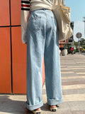 Wenkouban-High-waisted baggy boyfriend jeans- Streetwear y2k outfits Fall Outfits Christmas Thanksgiving Gift New Year's Eve