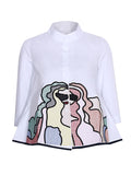 Wenkouban-Christmas Thanksgiving Casual High-Low Loose Printed Stand Collar Blouses&Shirts Tops