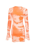 Wenkouban-nye outfits Abstract-Print Flared-Sleeve Tie Dress 2025 fashion trends y2k style party club outfits