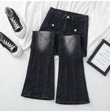 Wenkouban-y2k outfits Valentine's Day gift Retro Black High Waist Flared Jeans Women Spring Autumn Oversized Slim Flare Denim Pants Female All-match Straight Casual Pants