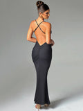 Wenkouban Spaghetti Strap Backless Sexy Maxi Dress For Women Fashion Summer New Sleeveless Bodycon Club Party Long Dress Elegant-Christmas Outfit