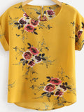 Wenkouban-Summer Fashion Floral Print Blouse Pullover Ladies O-Neck Tee Tops Female Women's Short Sleeve Shirt Blusas Femininas Clothing