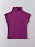 Wenkouban-Fashion Small Turtleneck Tops 2025 Summer Woman Slim Fit T-shirt Tight Cotton Short-Sleeve Tee Tops 7 Colors