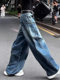 Wenkouban-American Niche Y2K Fashion Blue Pocket Cargo Pants Women Autumn Winter Street Loose Casual Harajuku High Waist Wide Leg Jeans