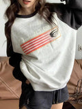 Wenkouban-Spring Casual Outfits Y2K Outfits Vintage Print Raglan Crew Neck Sweatshirt