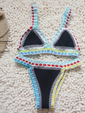 Wenkouban-Crochet Swimwear for Female Knitted Swimsuits Neoprene Bikini Beachwear Boho Style Swimsuit Two Pieces Bathng Suits