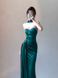 Wenkouban-2025 dress to impress party dress nye outfits Green Sexy Prom Dress Strapless Slit Party Dres YM1735