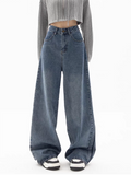 Wenkouban-2000er Blaue Baggy Boyfriend Jeans- Streetwear y2k outfits Fall Outfits Christmas Thanksgiving Gift New Year's Eve