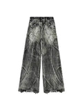 Wenkouban Y2k Streetwear Punk Hip Hop Jeans Women Grunge Baggy Ripped Denim Trousers Gothic Vintage Distressed Wide Leg Jeans Goth