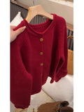 Wenkouban-y2k outfits Valentine's Day gift Red Sweater Cardigan Jacket for Women Autumn Winter Casual Long Sleeve Single-breasted Knit Coats Female Christmas Sweaters