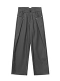 Wenkouban Women Wide Leg Suit Pants Gothic Black Aesthetic Pleated Trousers Gray Oversized Y2k Korean Streetwear Harajuku Casual