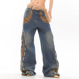 Wenkouban-back to school outfits spring outfits 2025 Wild West Fur Jeans