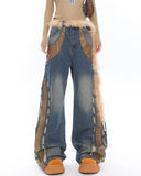 Wenkouban-back to school outfits spring outfits 2025 Wild West Fur Jeans