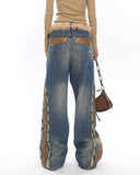 Wenkouban-back to school outfits spring outfits 2025 Wild West Fur Jeans