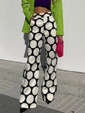 Wenkouban-Christmas Thanksgiving Original Contrast Color Polka-Dot Printed Wide Leg Pants