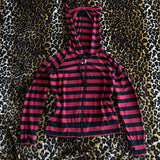 Wenkouban-y2k outfits retro design Y2K Grunge Cyber Scene Striped Zip Up Hoodies E-girl Gothic Emo Mall Goth Sweatshirts 2000s Retro Harajuku Jackets Coat Outfits