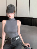 Wenkouban-Sexy Tank Top Solid Halter Crop Tops Women Summer Camis Turtleneck Camisole Fashion Casual Tube Female Sleeveless Cropped Vest