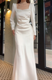 Wenkouban-2025 dress to impress party dress nye outfits Elegant White Slit Prom Dress Women's Long Sleeve Birthday Dress YM1696