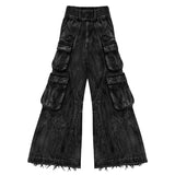 Wenkouban-Y2K High Street Pocket Baggy Jeans Men and Women Retro Streetwear Punk Hip Hop Washed Harajuku High Waist Wide Leg Jeans